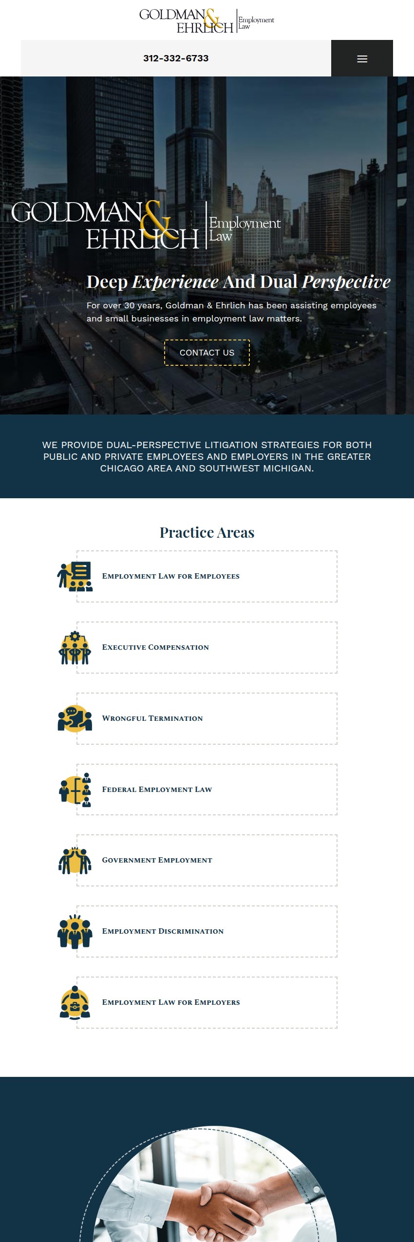 Screenshot of the Goldman & Ehrlich website