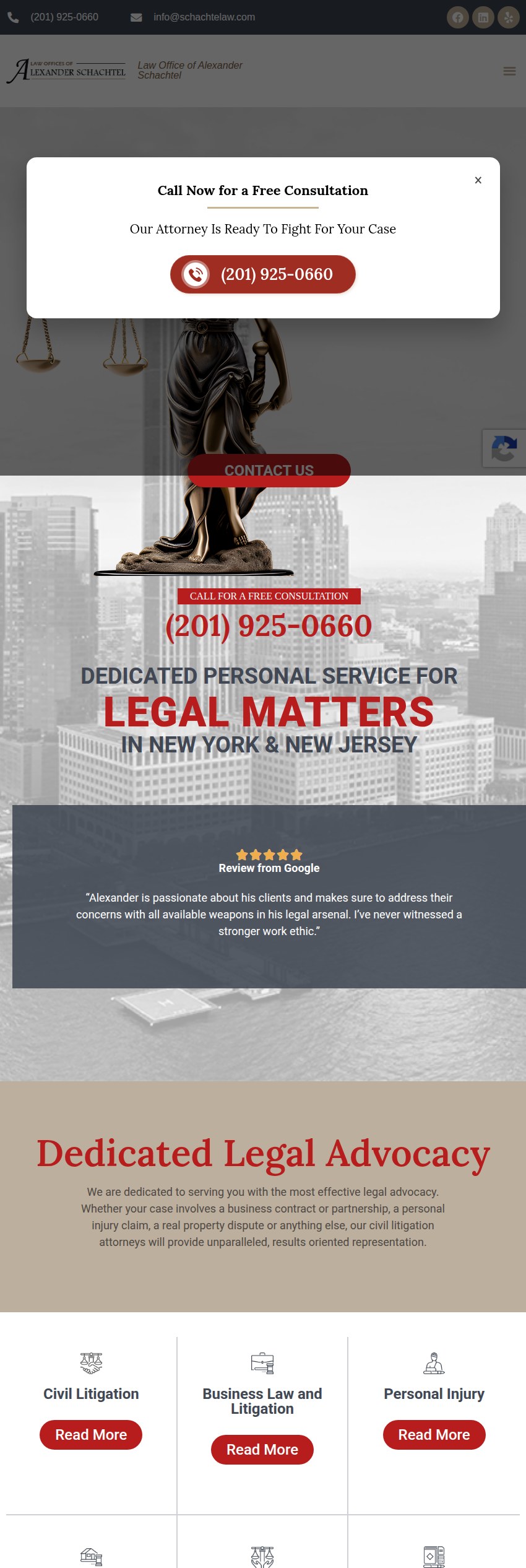 Screenshot of the Law Office of Alexander Schachtel website