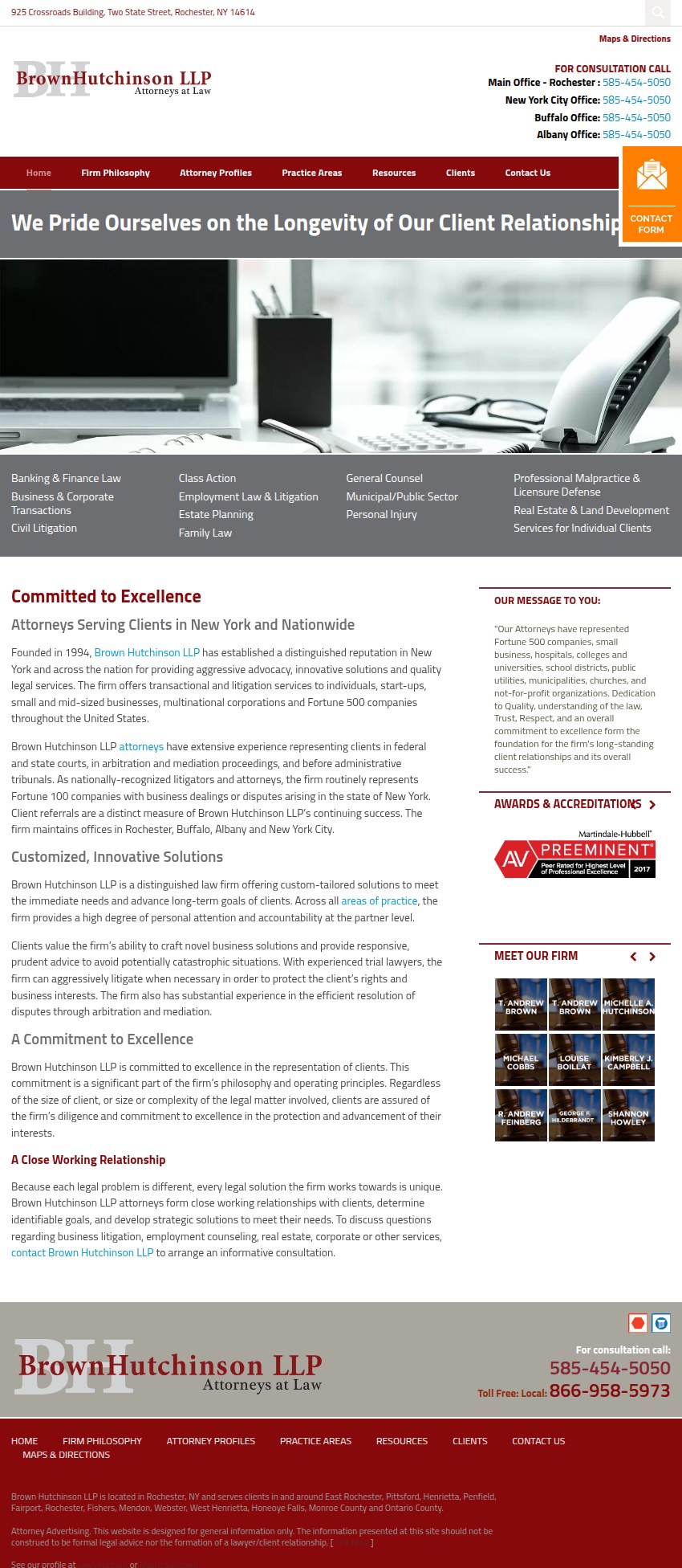 Screenshot of the Brown Hutchinson LLP website