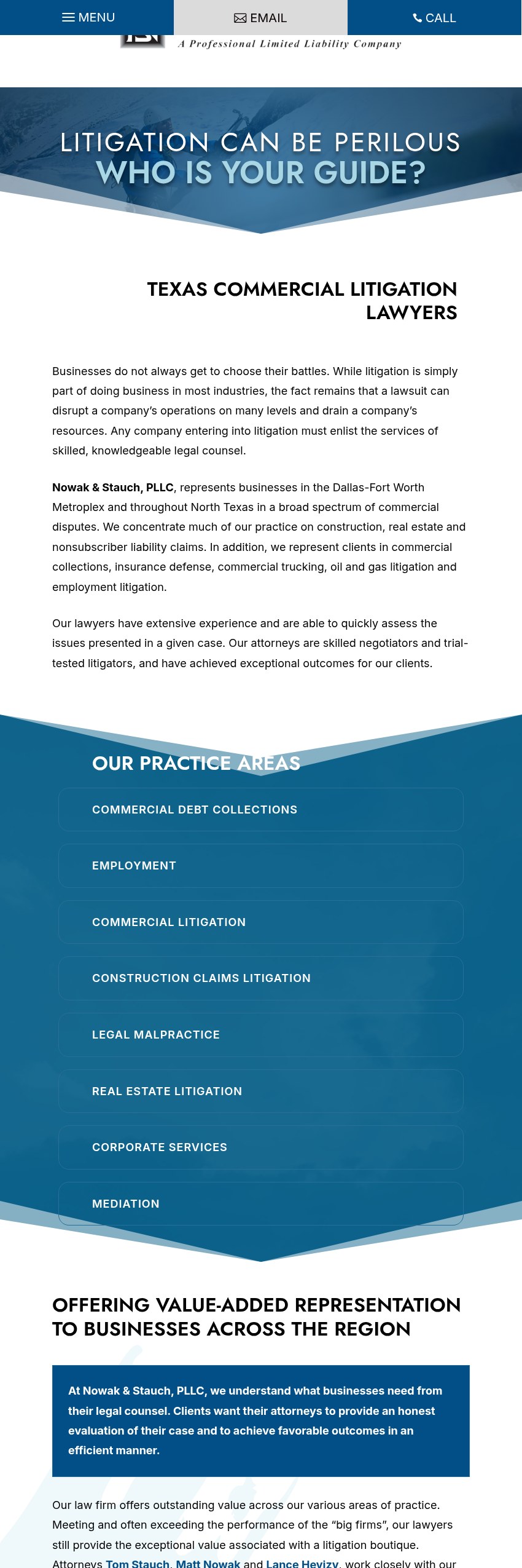 Screenshot of the Nowak & Stauch, PLLC website