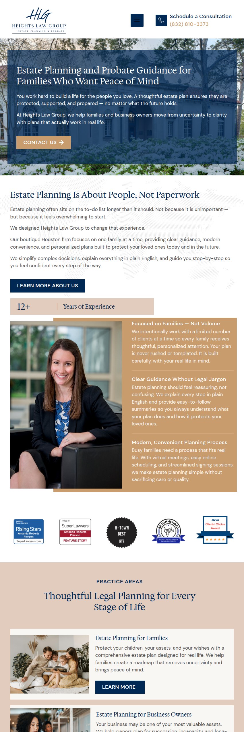 Screenshot of the Heights Law Group website