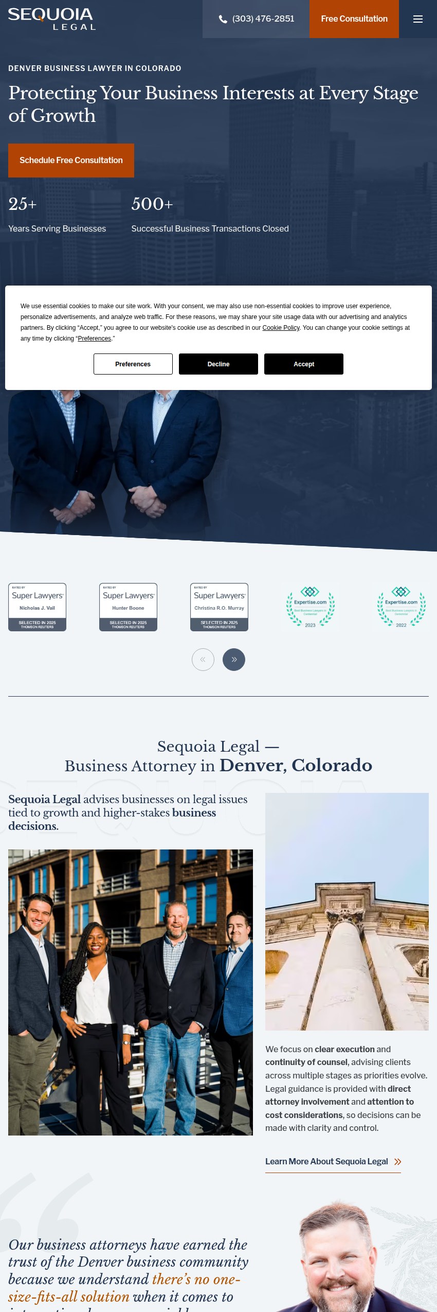 Screenshot of the Sequoia Legal, LLC website