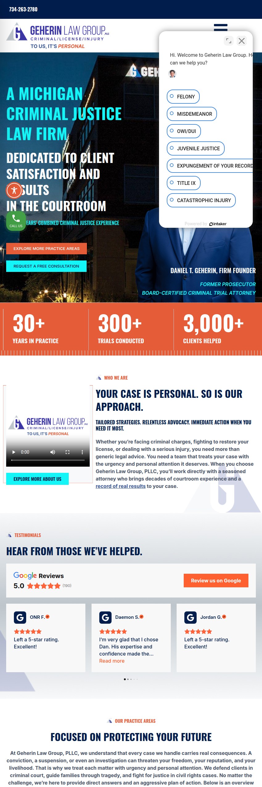Screenshot of the Geherin Law Group, PLLC website