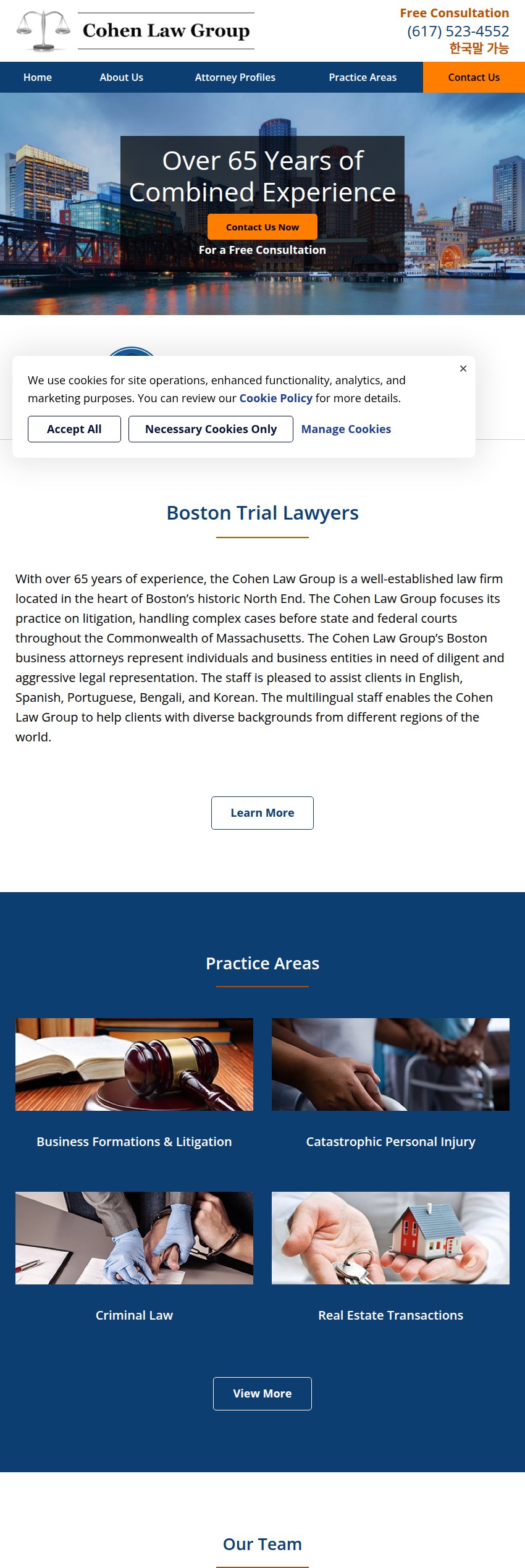 Screenshot of the Cohen Law Group website