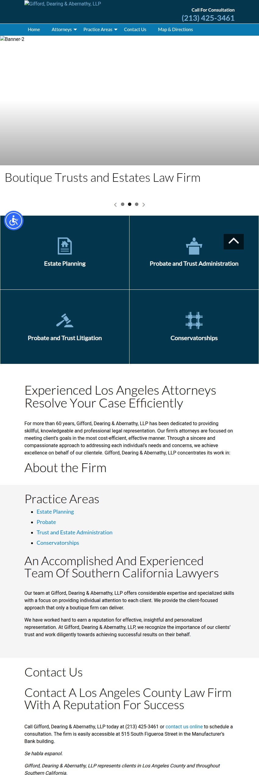 Screenshot of the Gifford, Dearing & Abernathy, LLP website