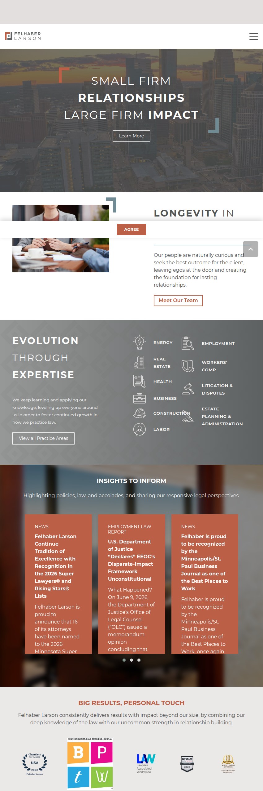 Screenshot of the Felhaber Larson website