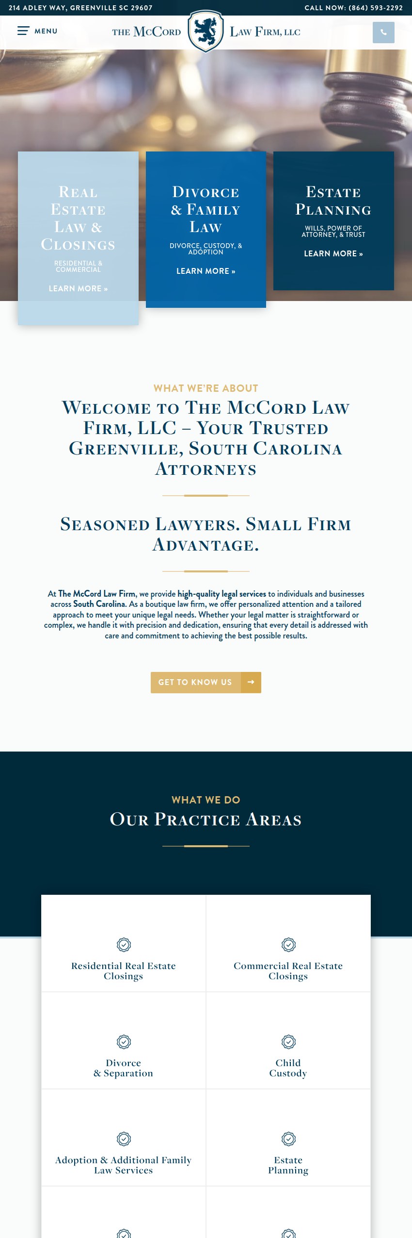 Screenshot of the The McCord Law Firm, LLC website