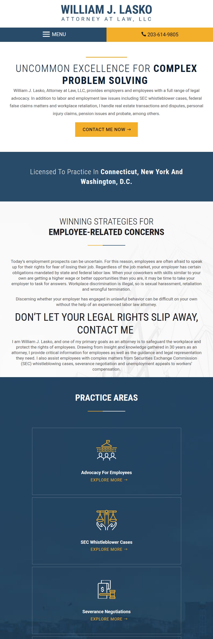 Screenshot of the William J. Lasko, Attorney at Law, LLC website