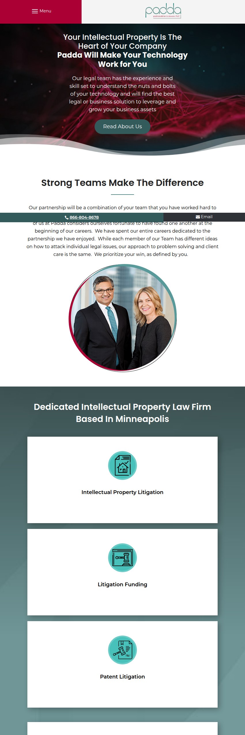 Screenshot of the Padmanabhan & Dawson, PLLC website