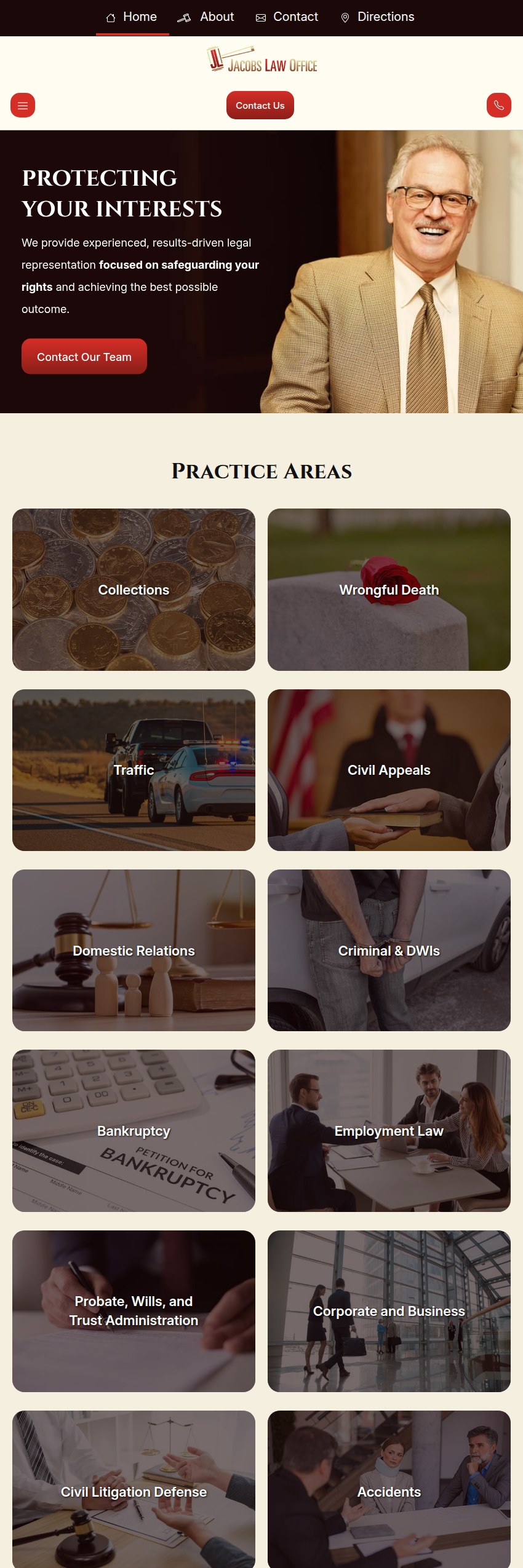 Screenshot of the Jacobs Law Office website