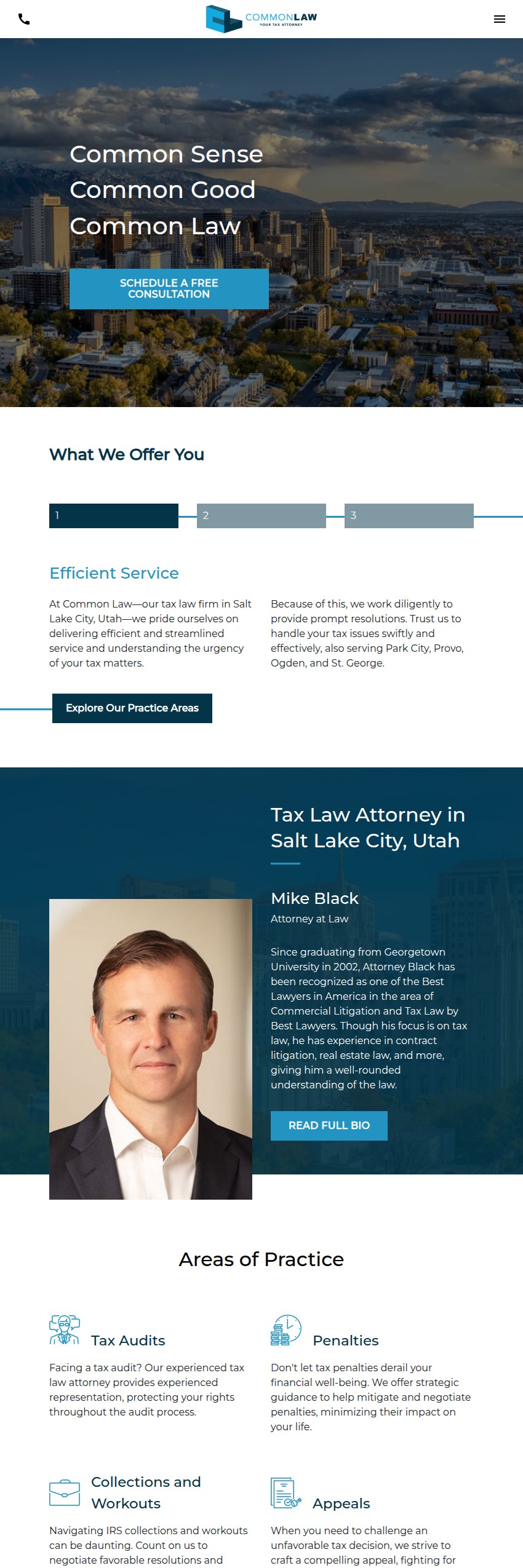 Screenshot of the Common Law PC website