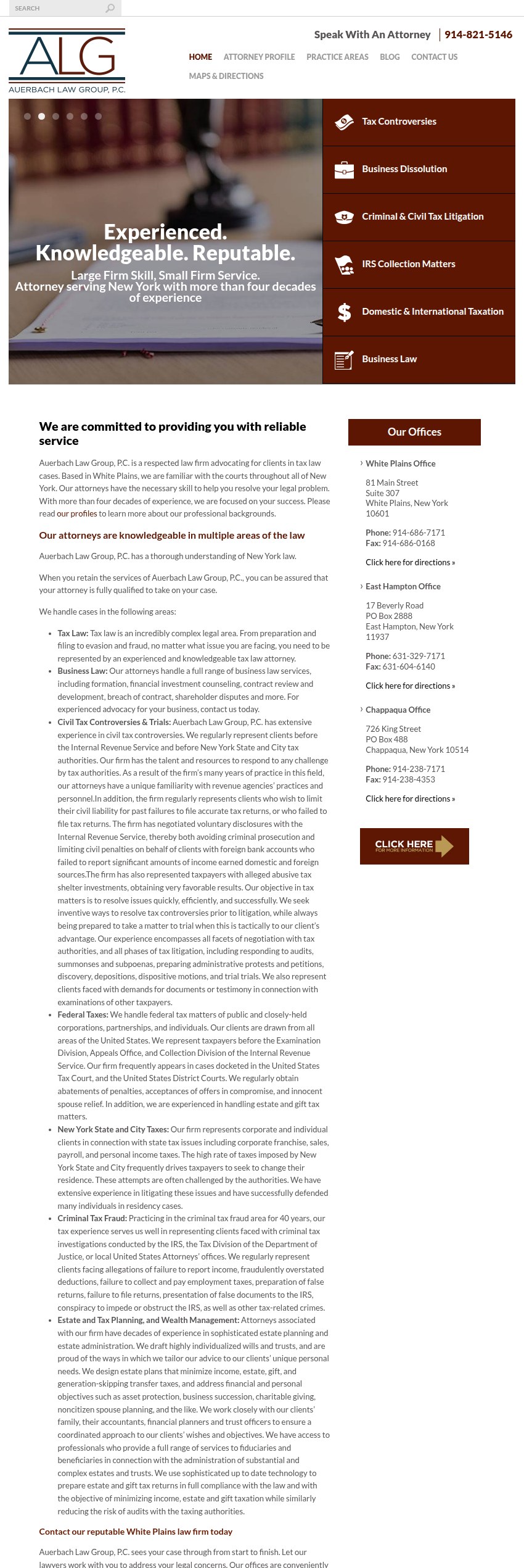 Screenshot of the Auerbach Law Group, P.C. website