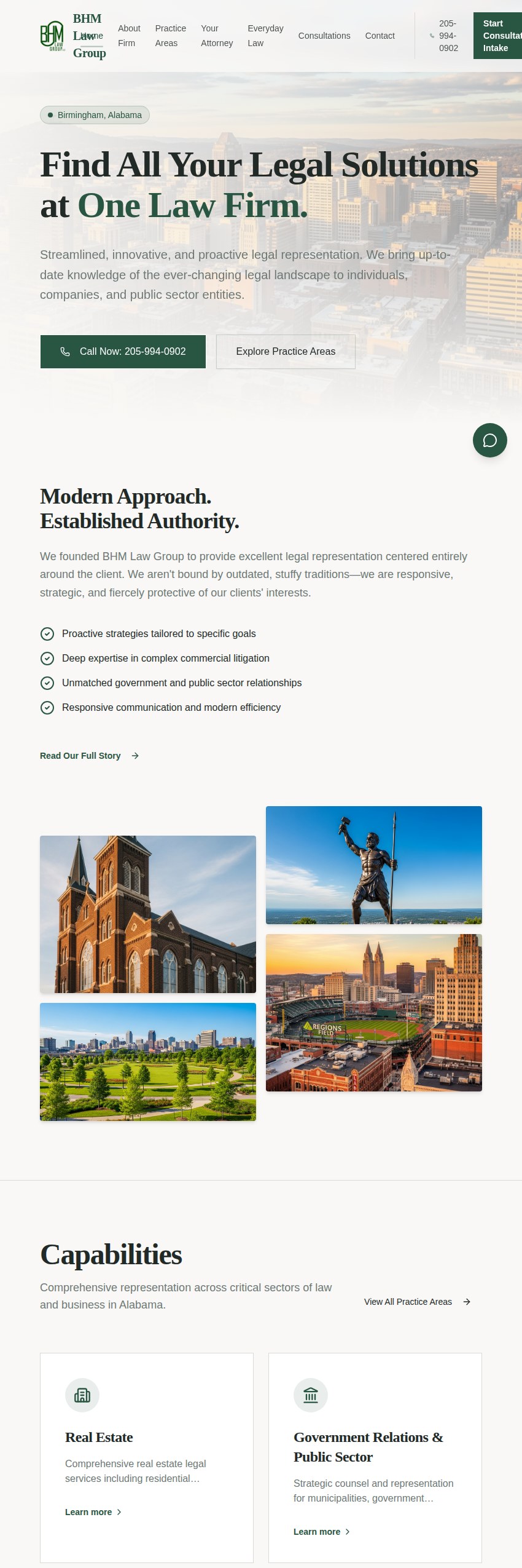 Screenshot of the BHM Law Group website