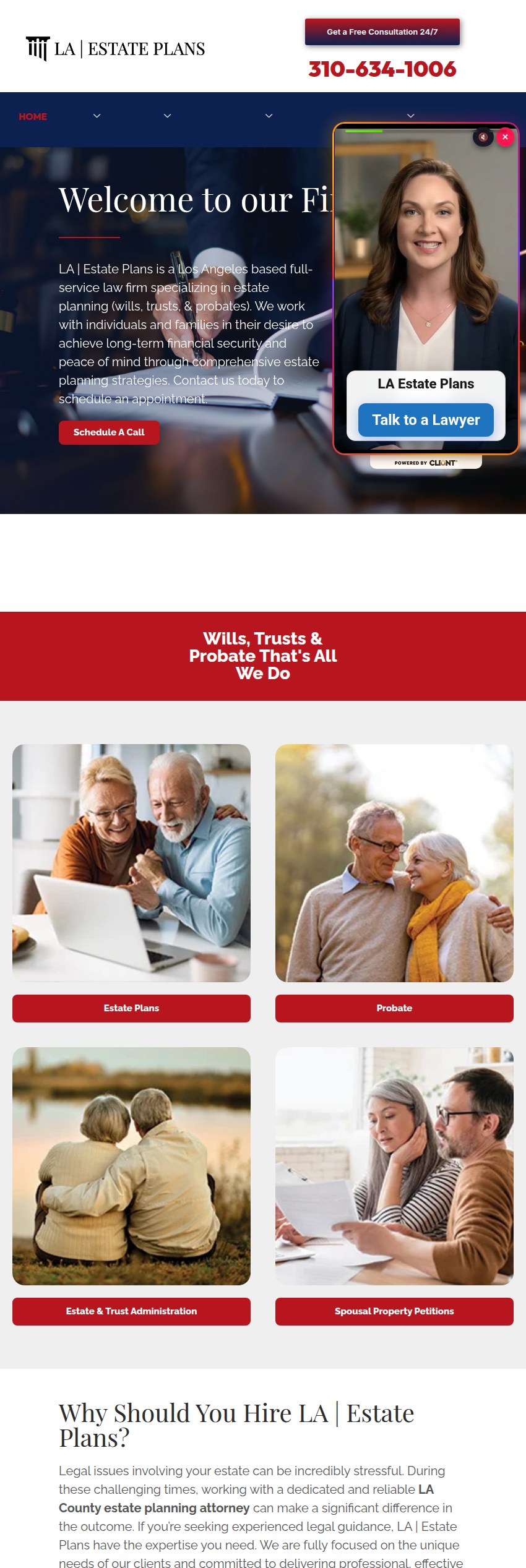 Screenshot of the LA | Estate Plans website