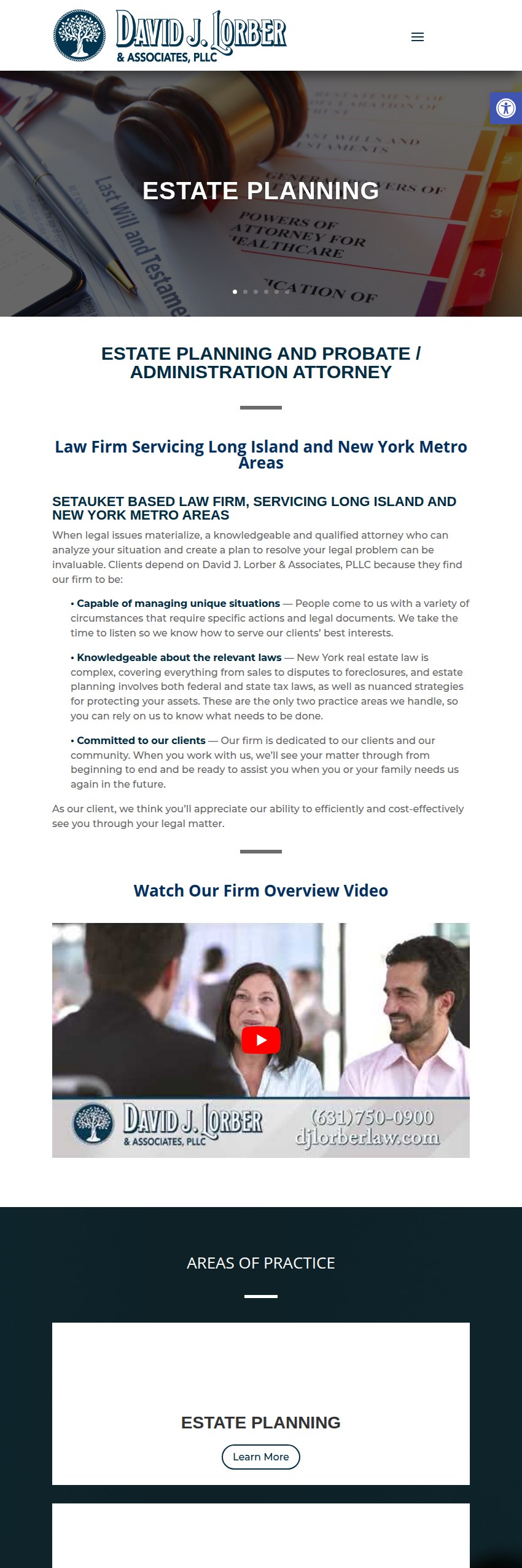 Screenshot of the David J. Lorber & Associates, PLLC website