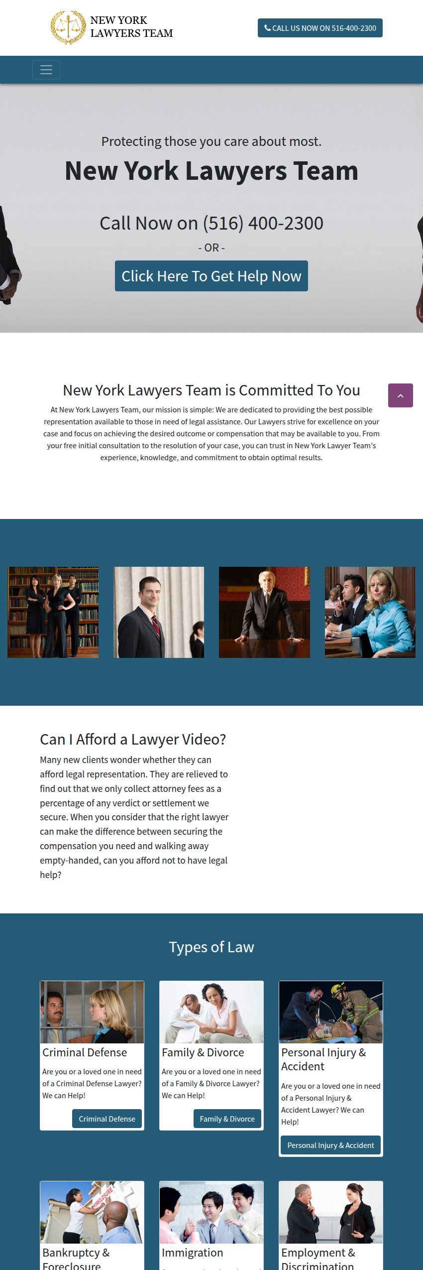 Screenshot of the Gordon Law, P.C. website