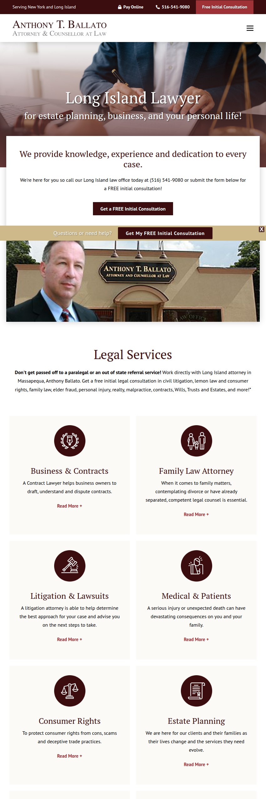 Screenshot of the The Law Office of Anthony T. Ballato website