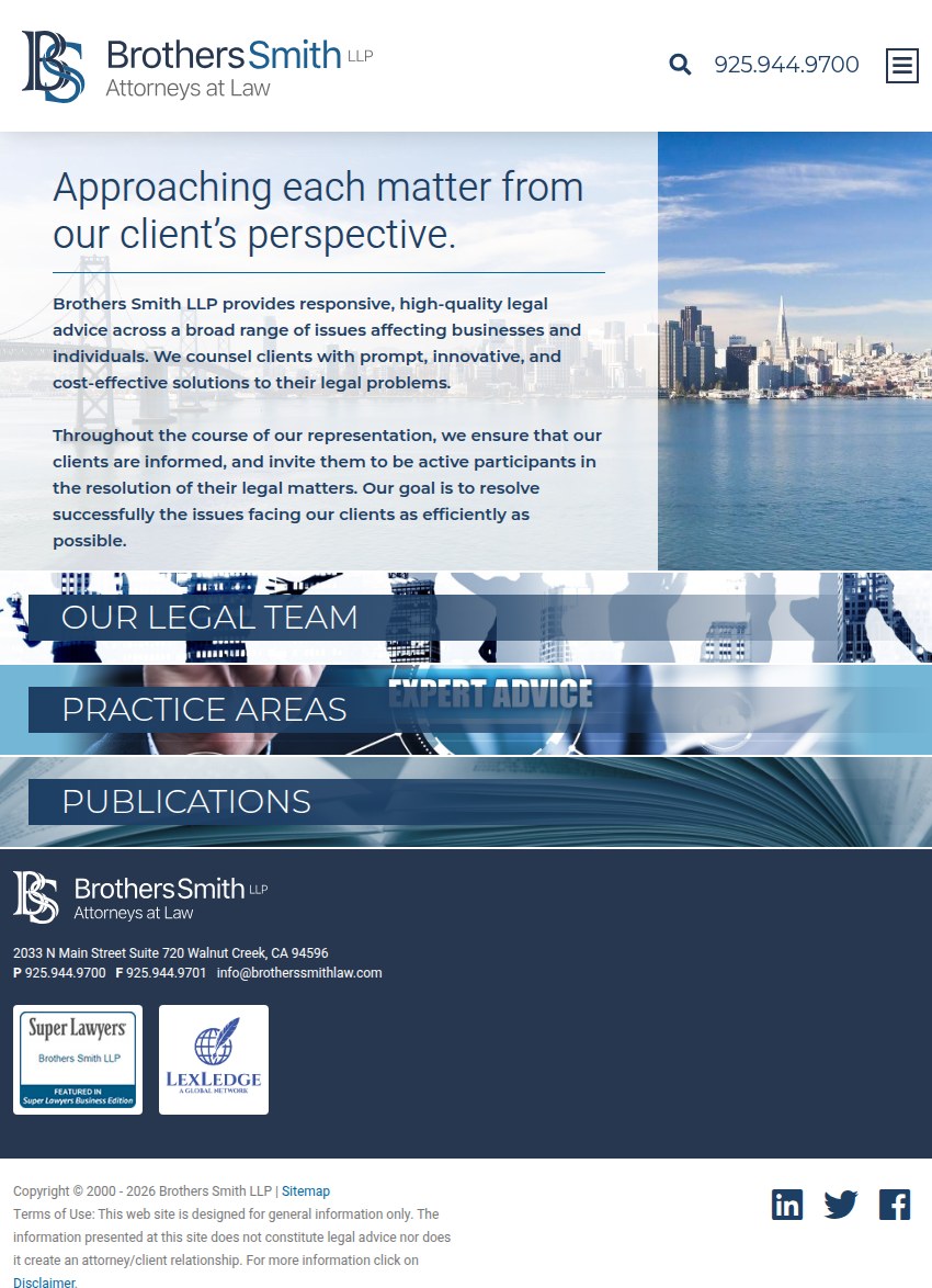 Screenshot of the Brothers Smith LLP website