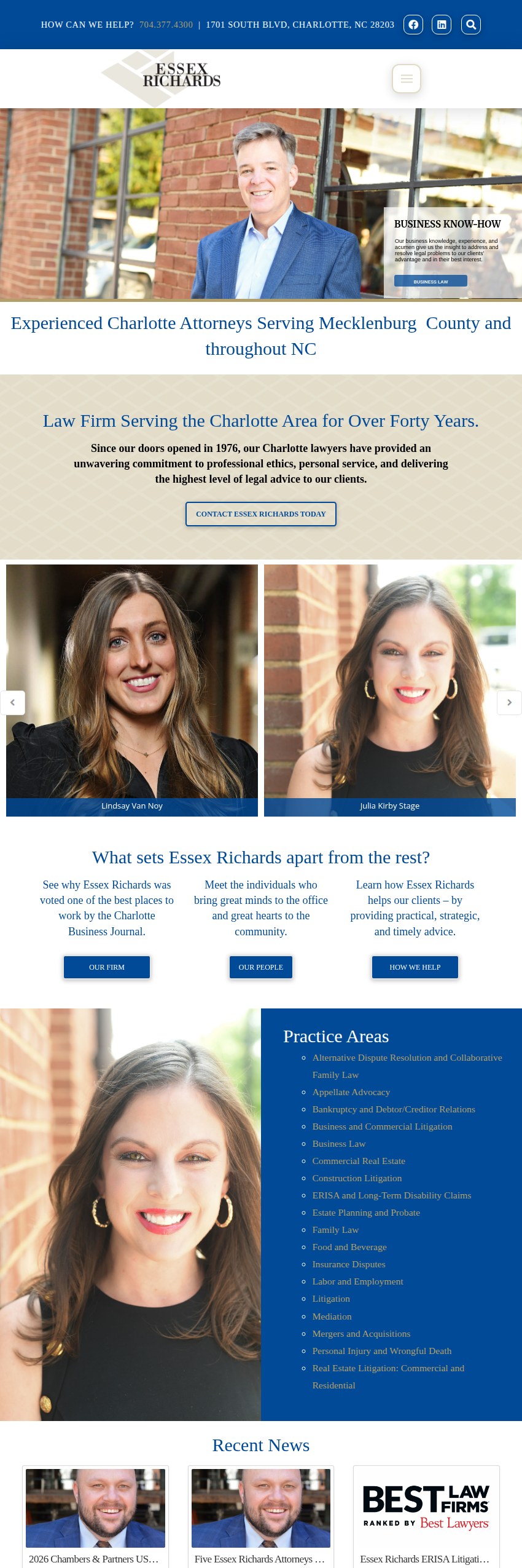 Screenshot of the Essex Richards, P.A. website