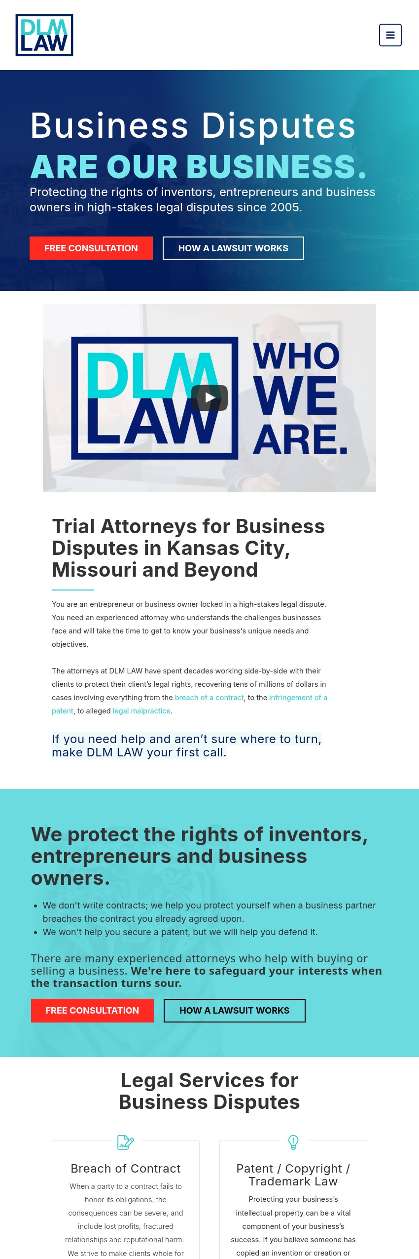 Screenshot of the DLM LAW LLC website