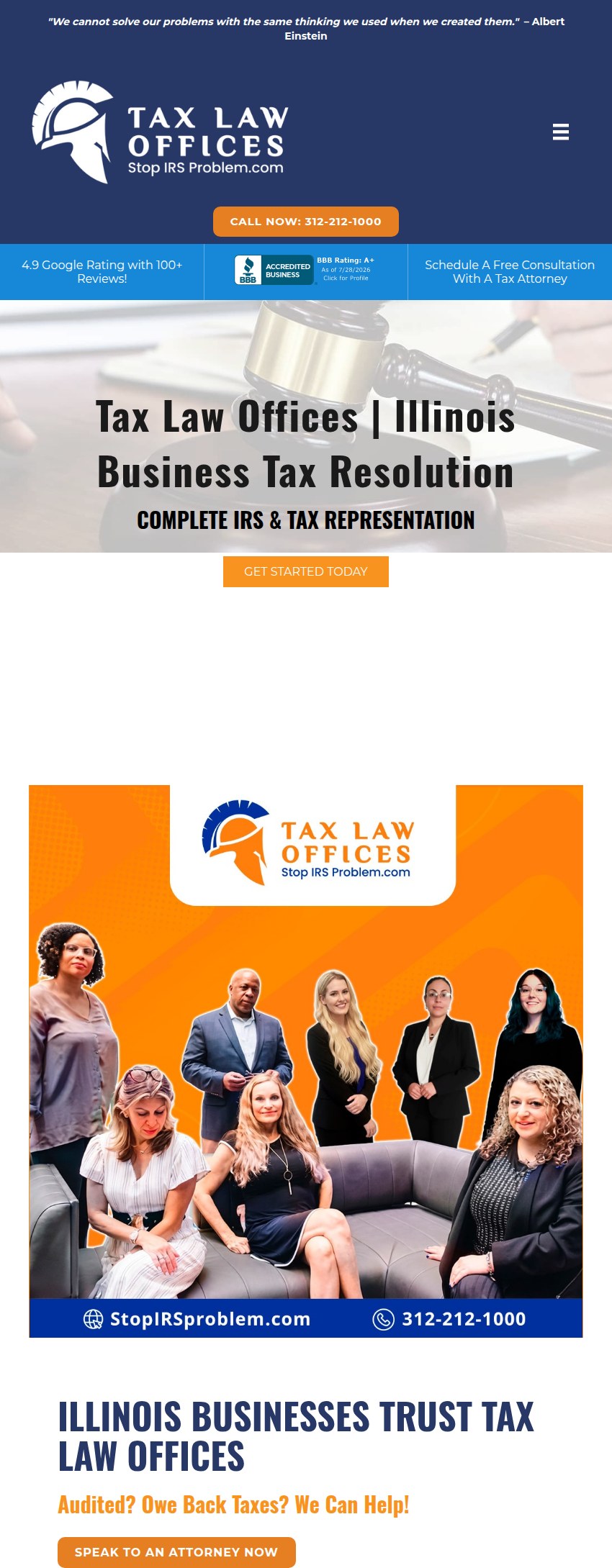 Screenshot of the Tax Law Offices website