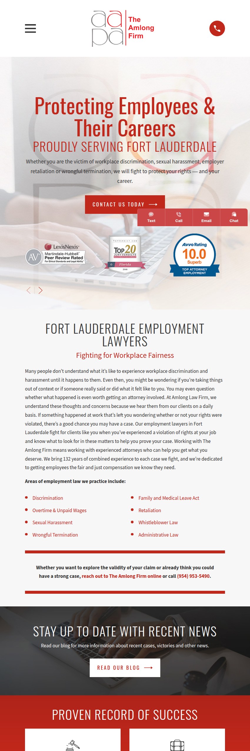 Screenshot of the The Amlong Firm website