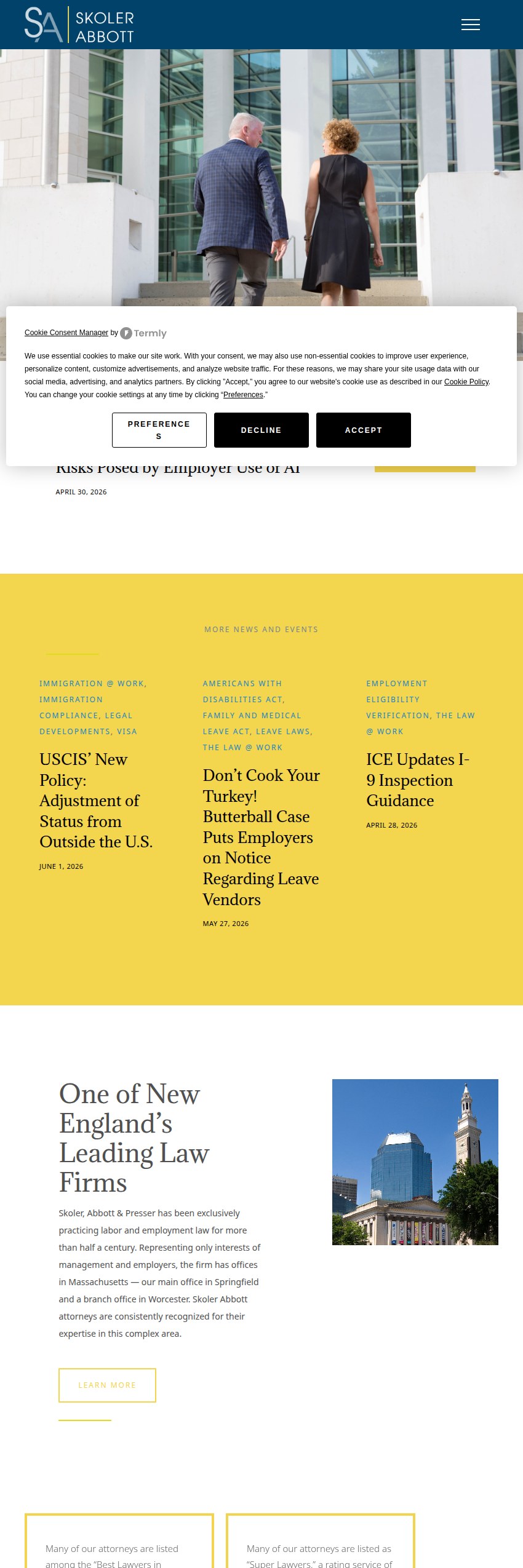 Screenshot of the Skoler, Abbott & Presser, P.C. website
