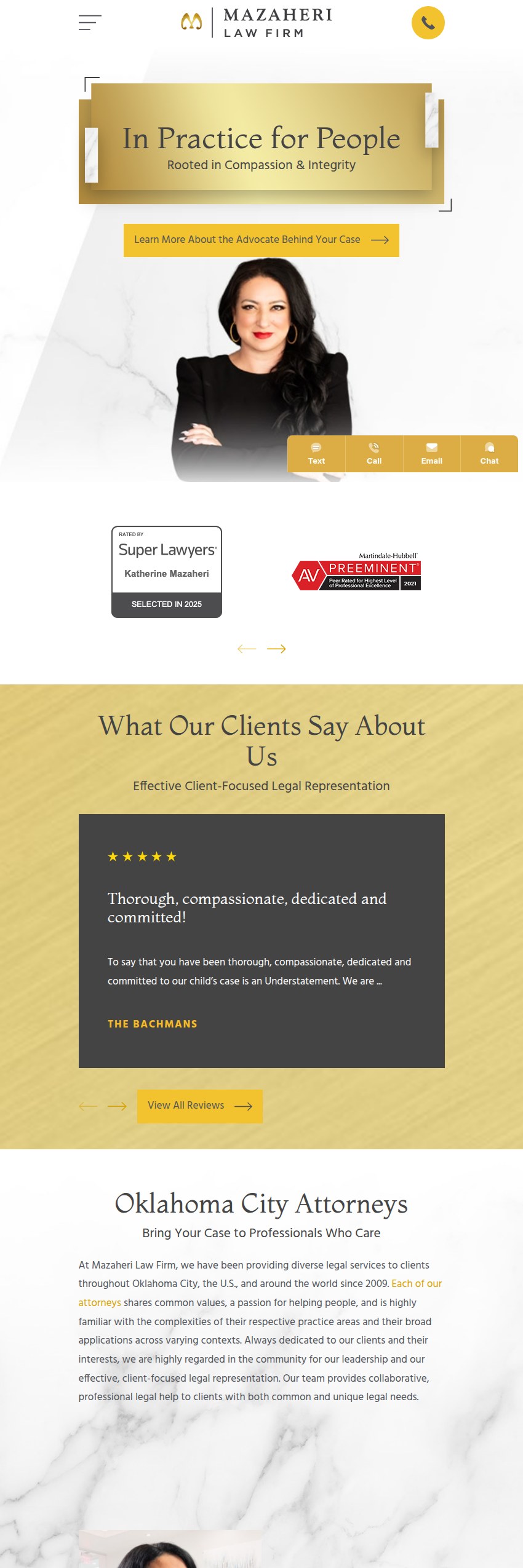 Screenshot of the Mazaheri Law Firm website