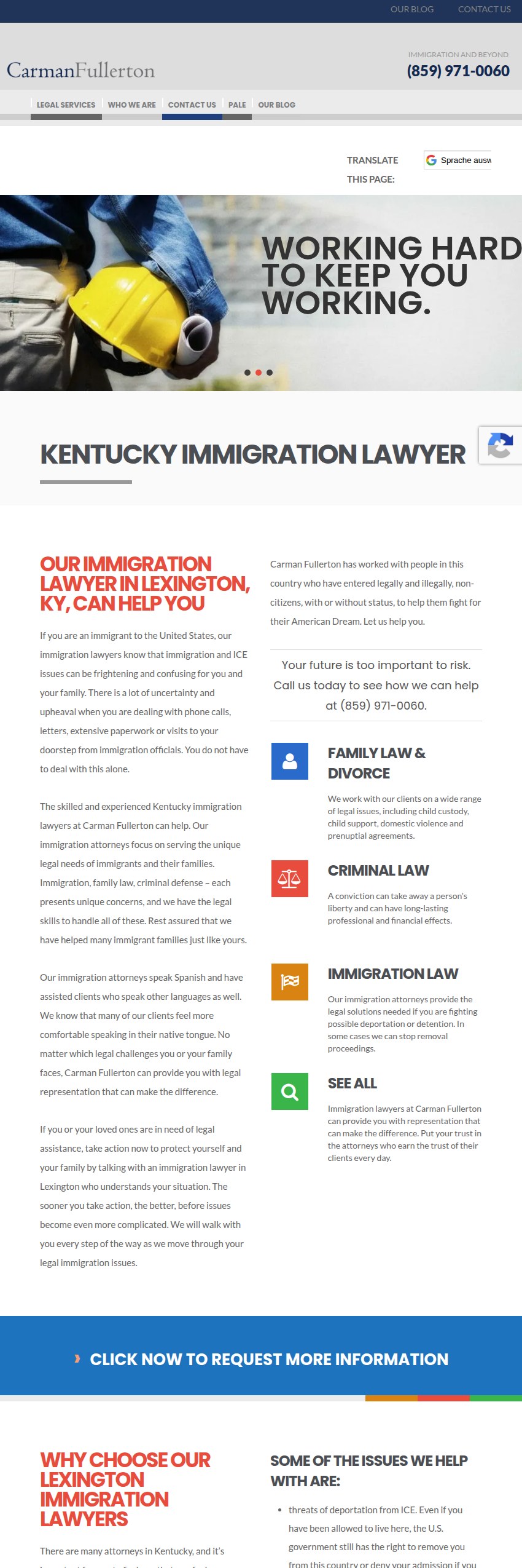 Screenshot of the Carman Fullerton, PLLC website