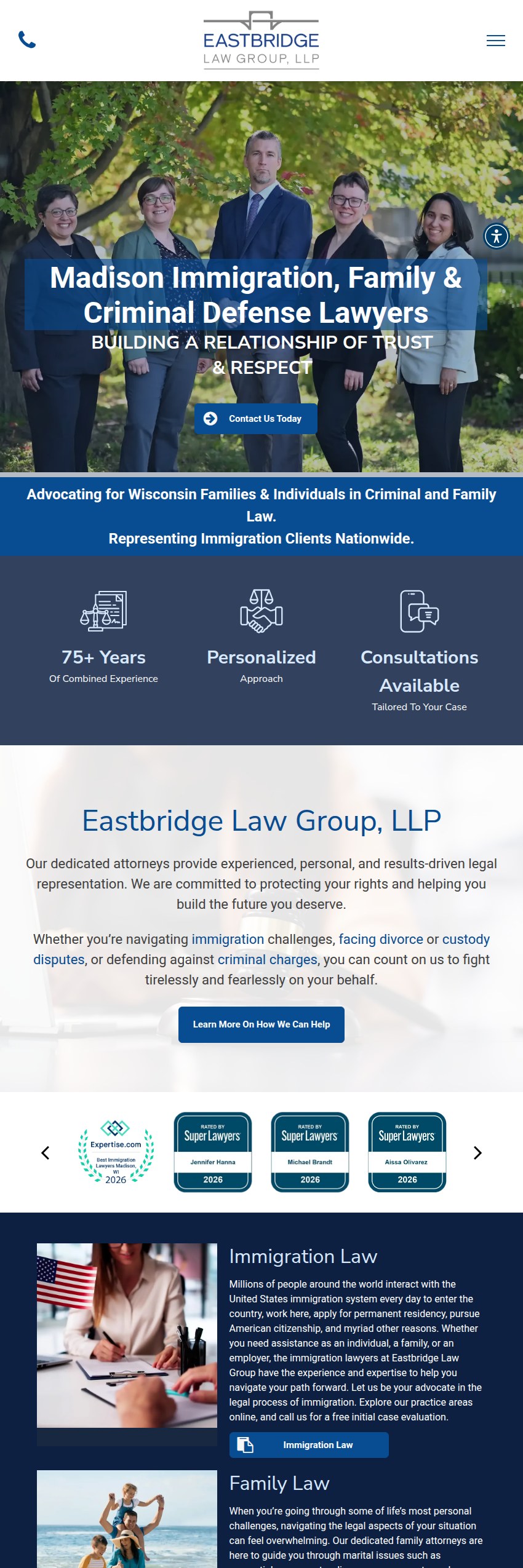 Screenshot of the Eastbridge Law Group, LLP website