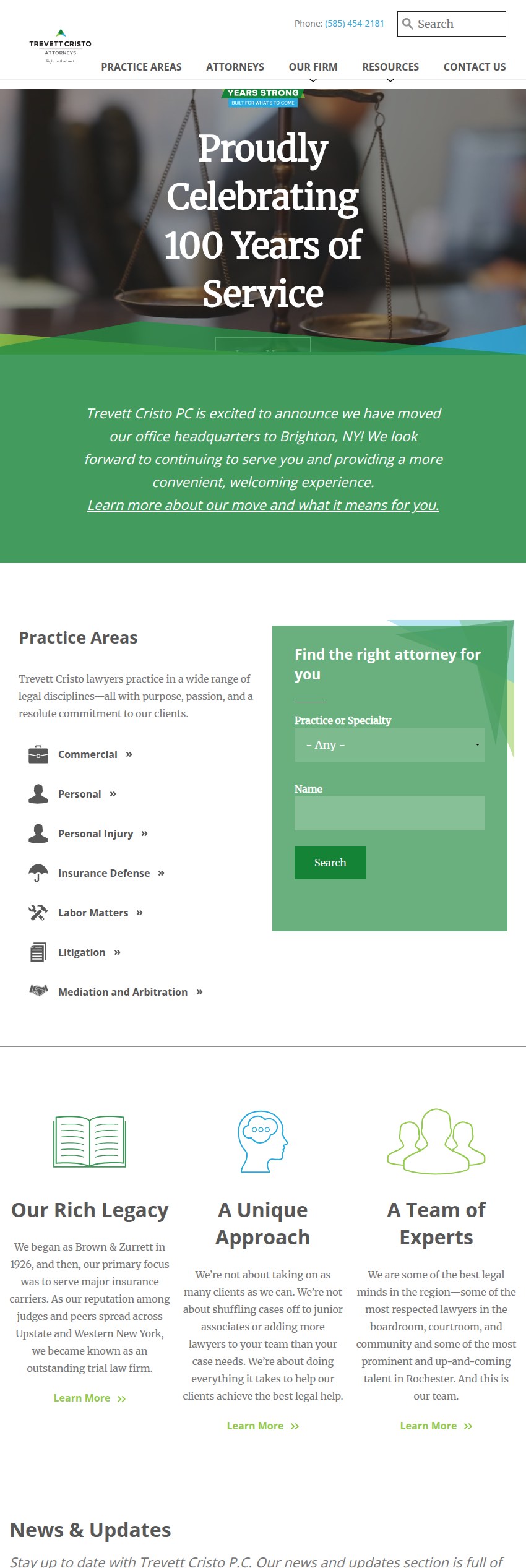Screenshot of the Trevett Cristo P.C. website