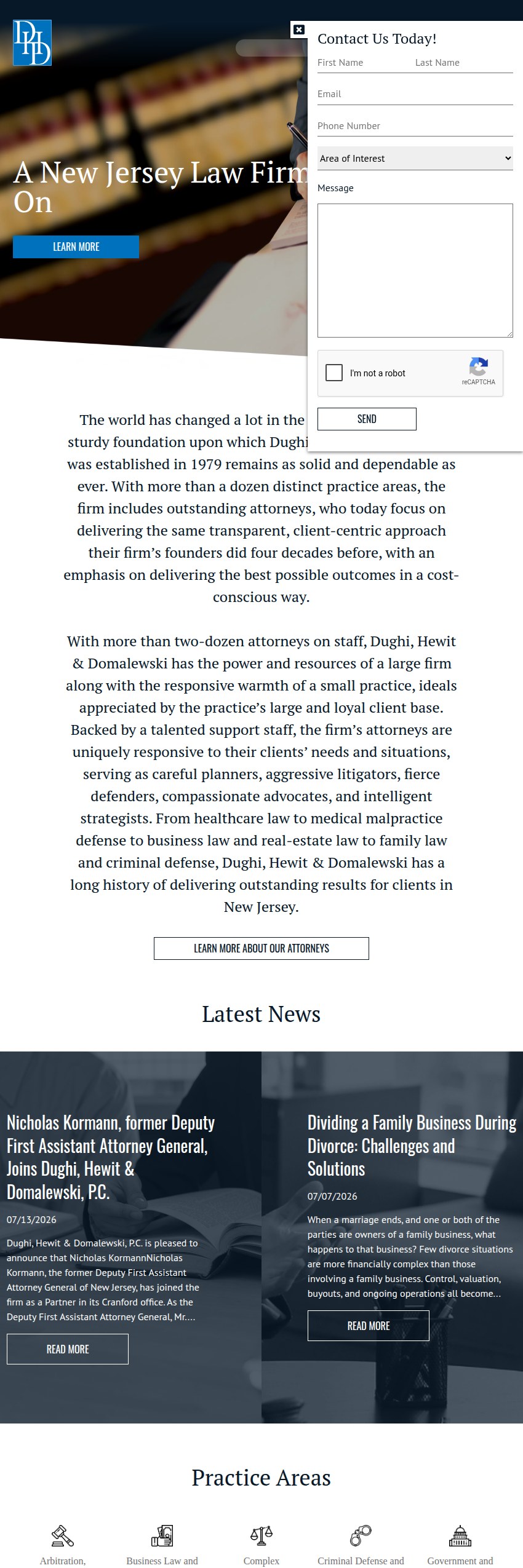 Screenshot of the Dughi, Hewit & Domalewski, P.C. website