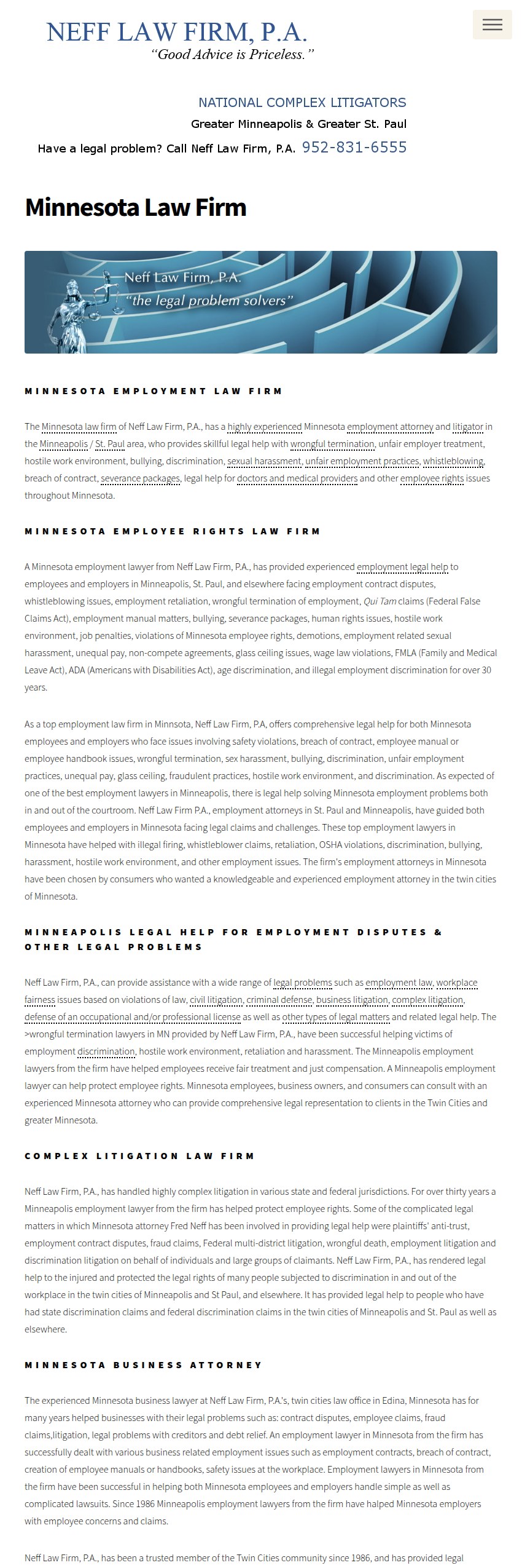 Screenshot of the Neff Law Firm, P.A. website