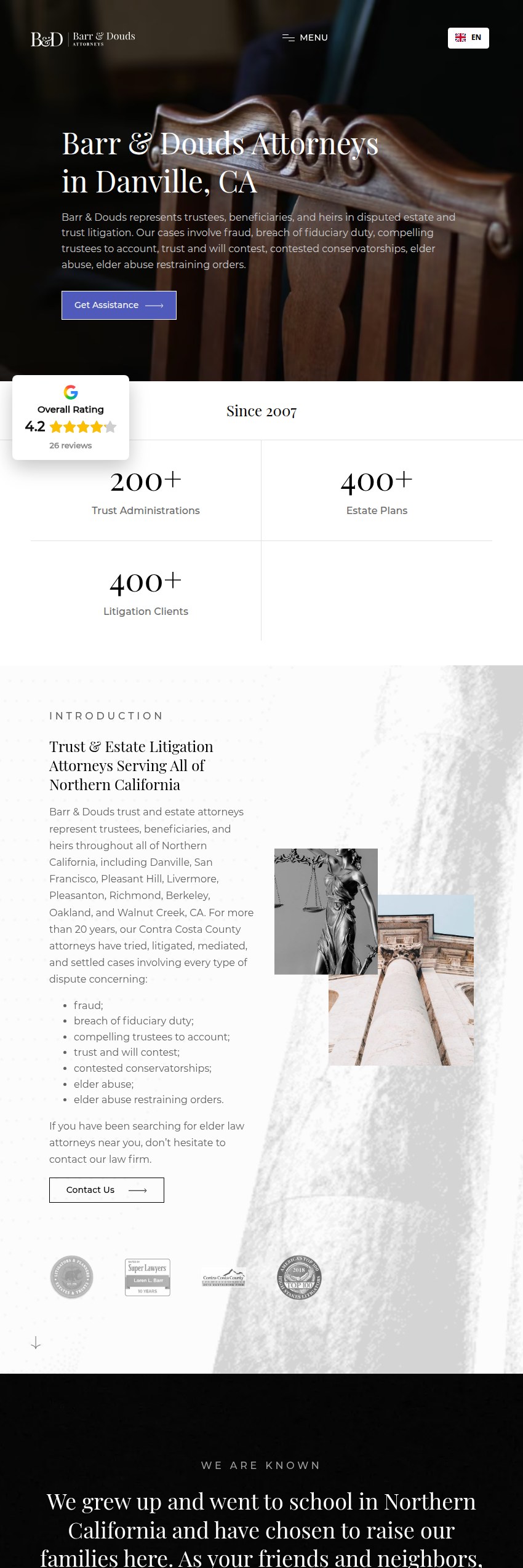Screenshot of the Barr & Douds Attorneys website