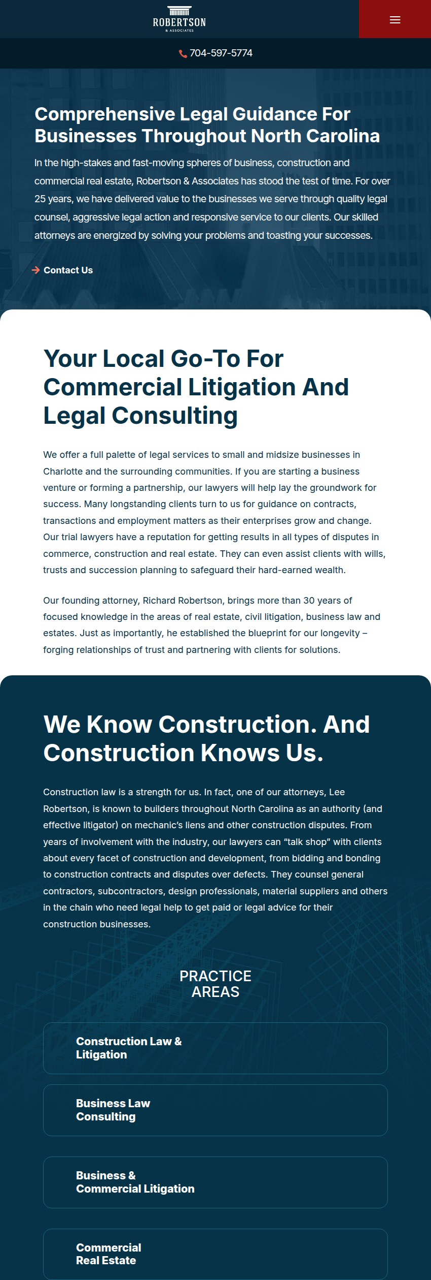 Screenshot of the Robertson & Associates website