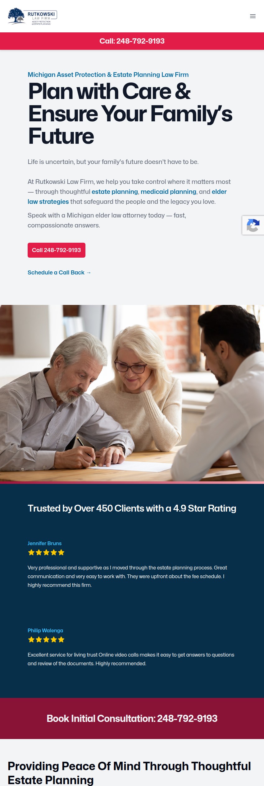 Screenshot of the Rutkowski Law Firm, PLLC website