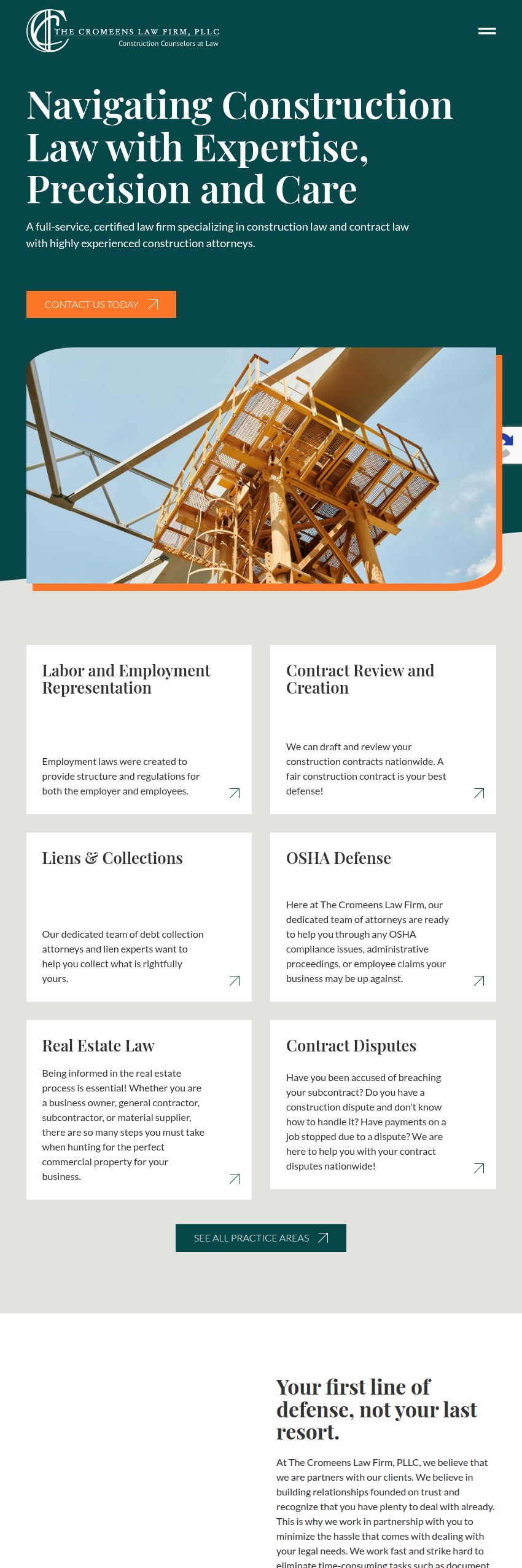 Screenshot of the The Cromeens Law Firm, PLLC website