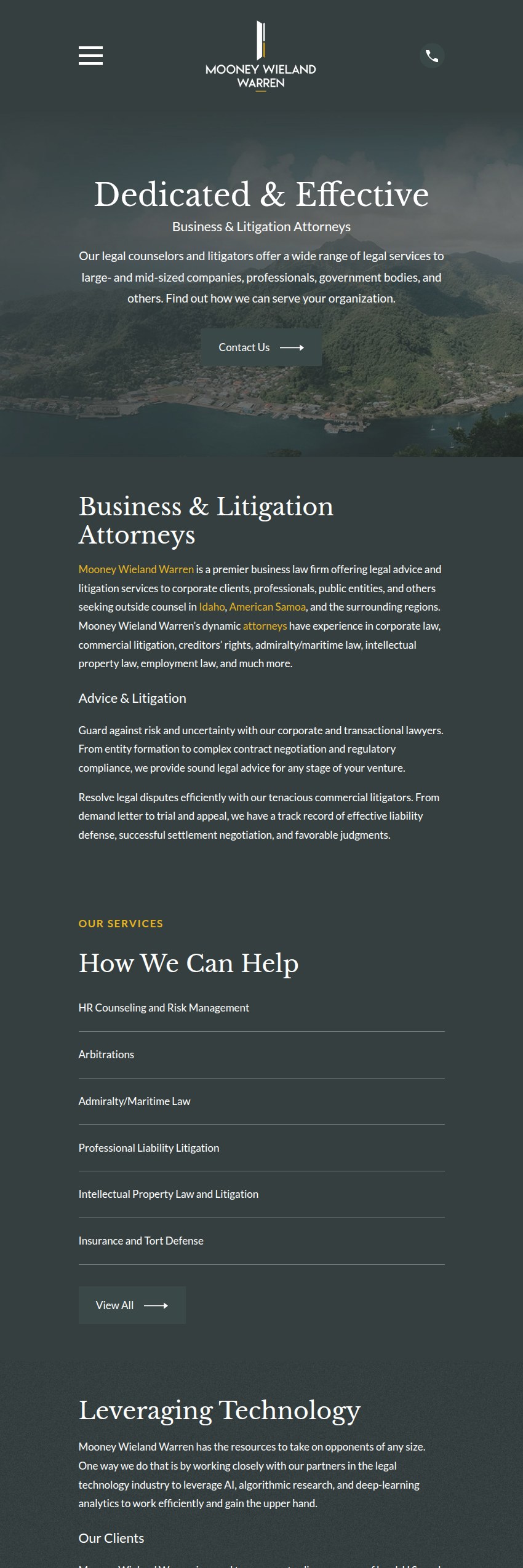 Screenshot of the Mooney Wieland Warren PLLC website