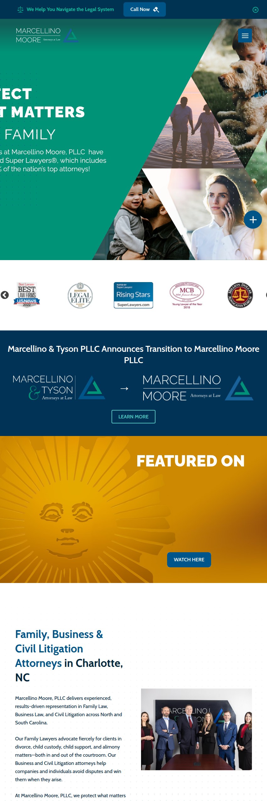 Screenshot of the Marcellino Moore PLLC website
