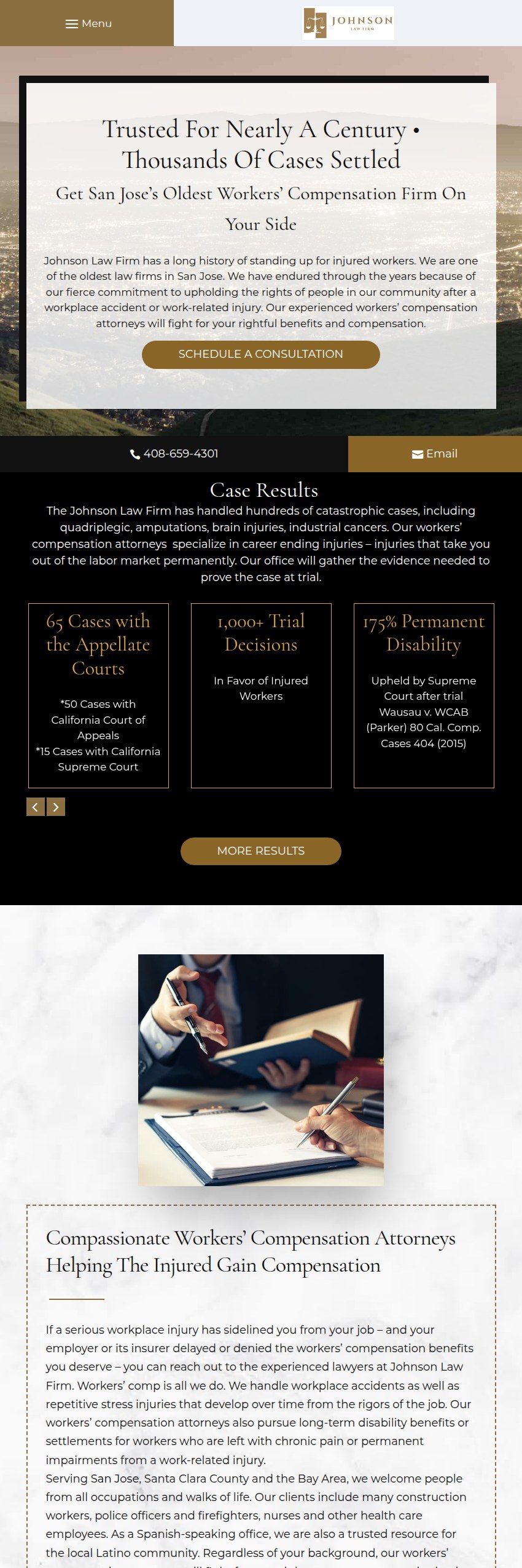 Screenshot of the Johnson Law Firm website