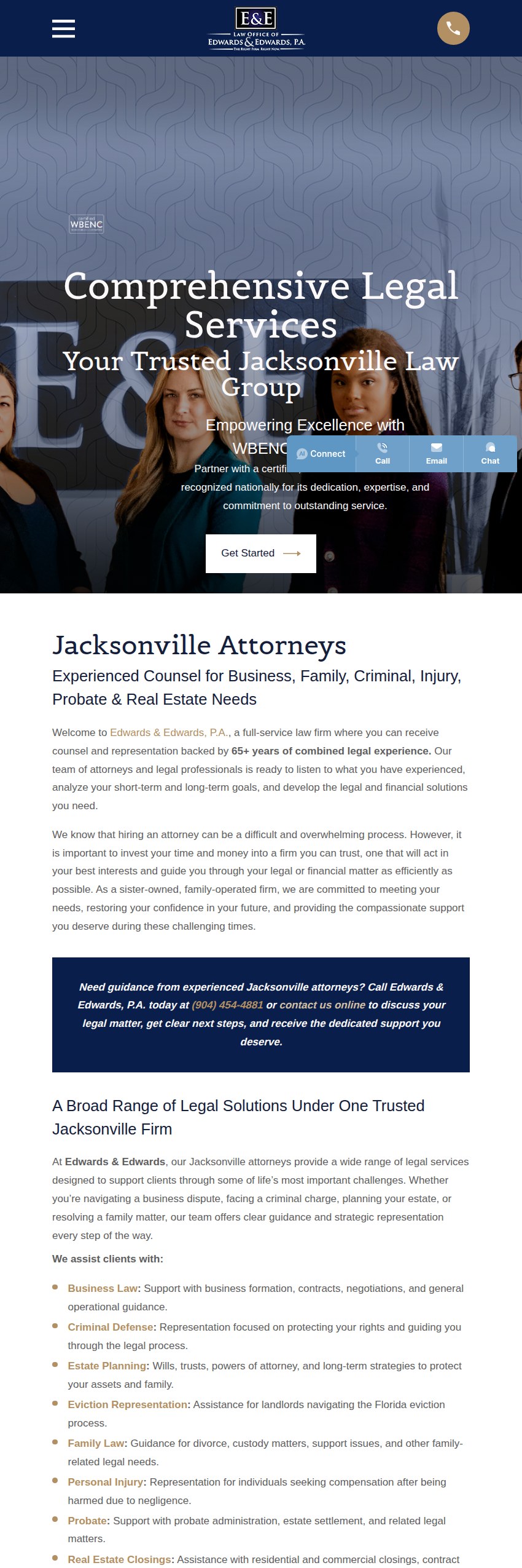 Screenshot of the Edwards & Edwards, P.A. website