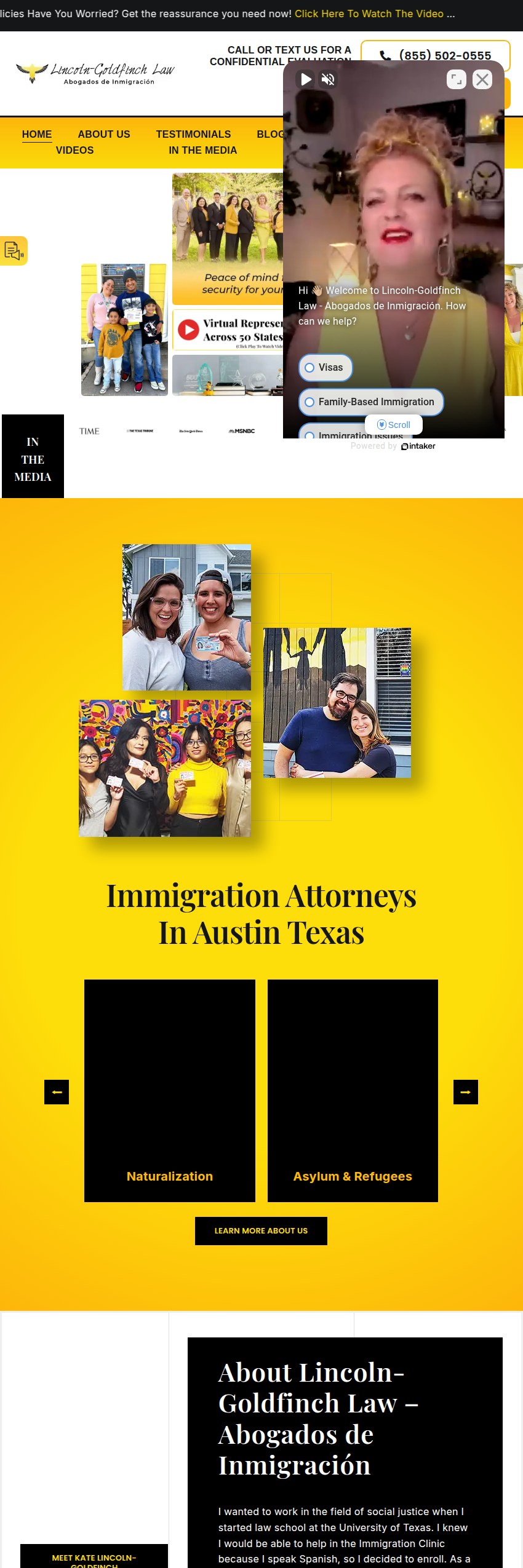 Screenshot of the Lincoln-Goldfinch Law website