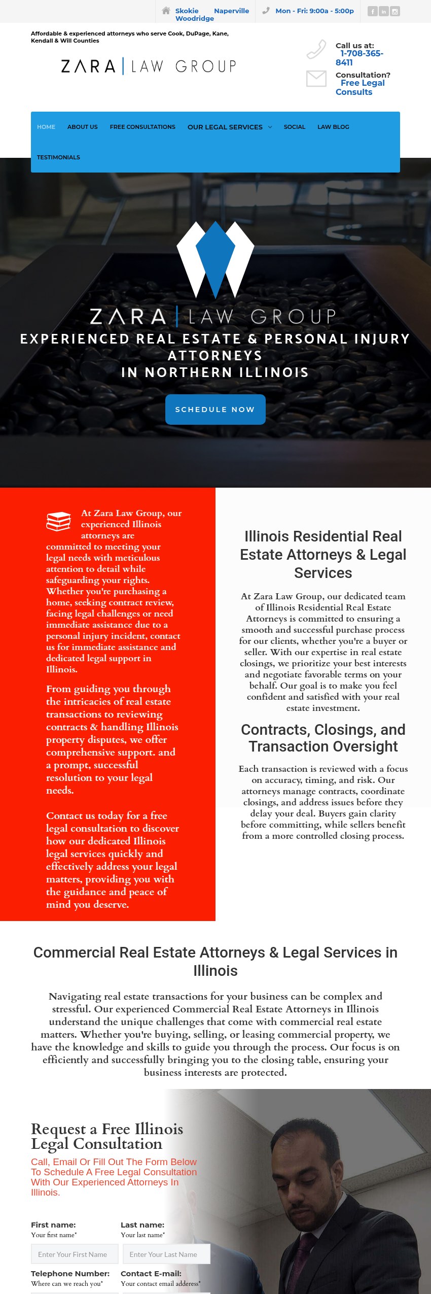 Screenshot of the Zara Law Group website