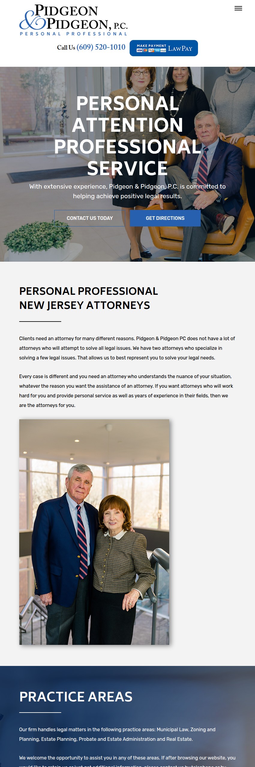 Screenshot of the Pidgeon & Pidgeon, P.C. website