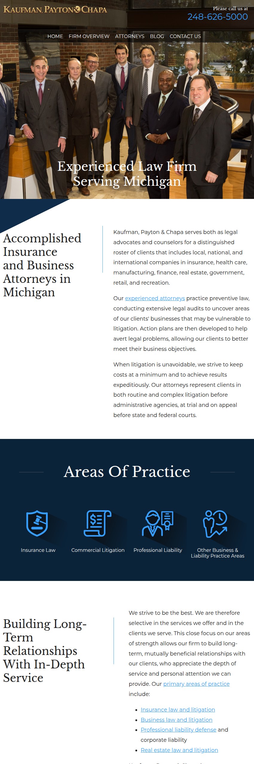 Screenshot of the Kaufman, Payton & Chapa website