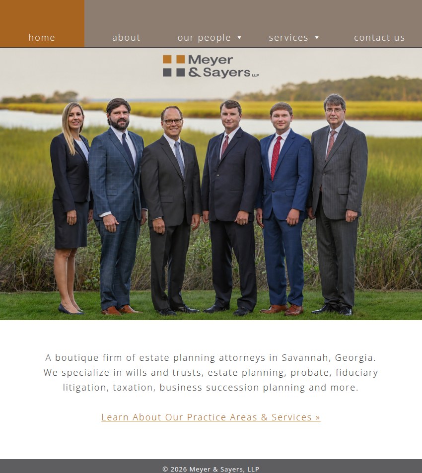 Screenshot of the Meyer & Sayers, LLP website