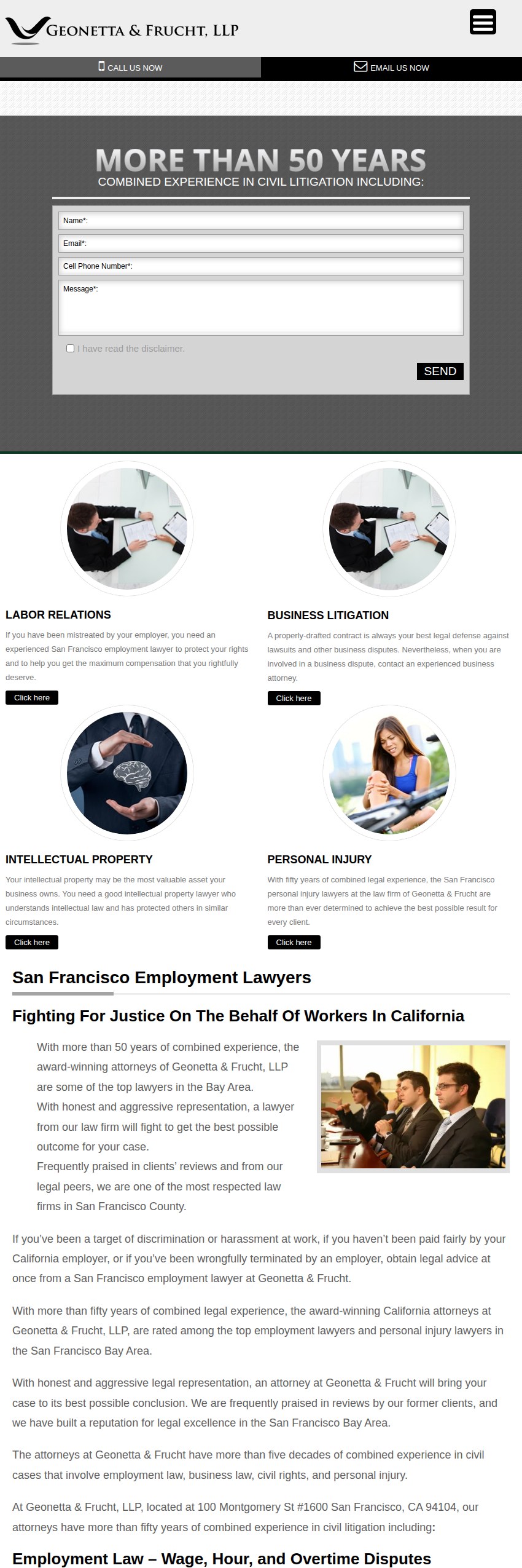 Screenshot of the Geonetta & Frucht, LLP website