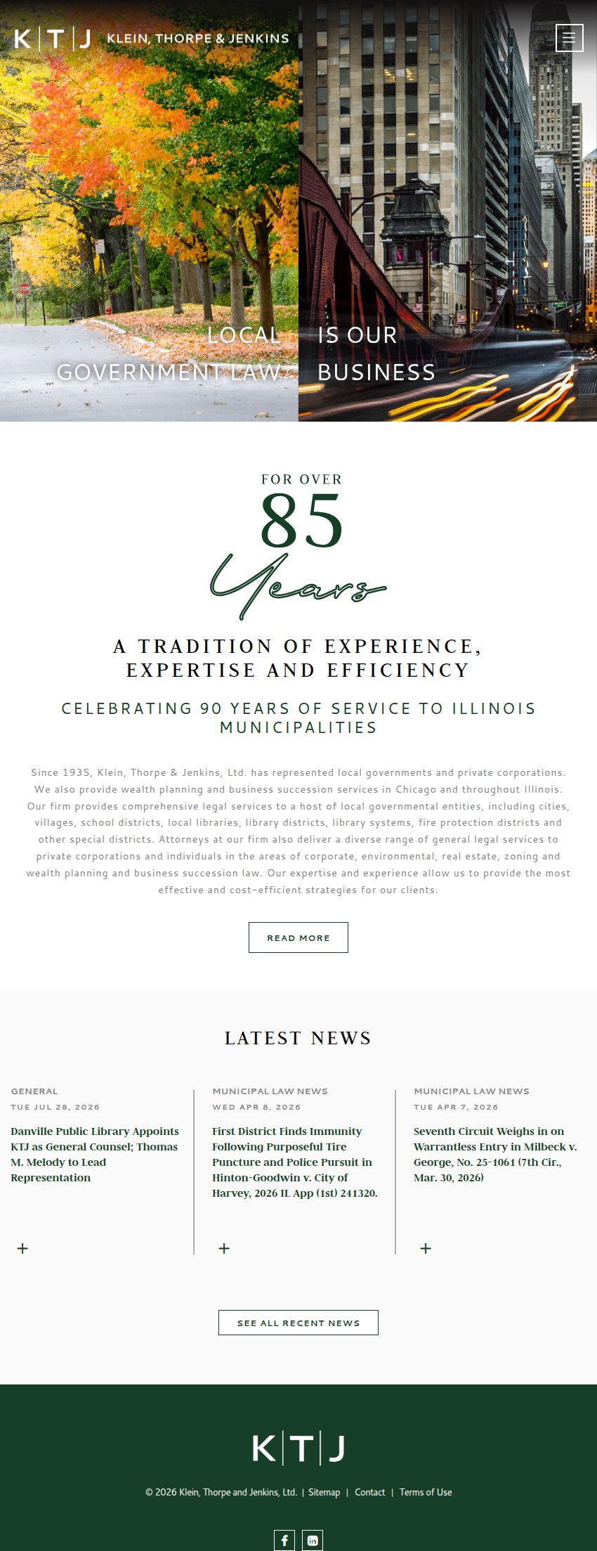 Screenshot of the Klein, Thorpe and Jenkins, Ltd. website
