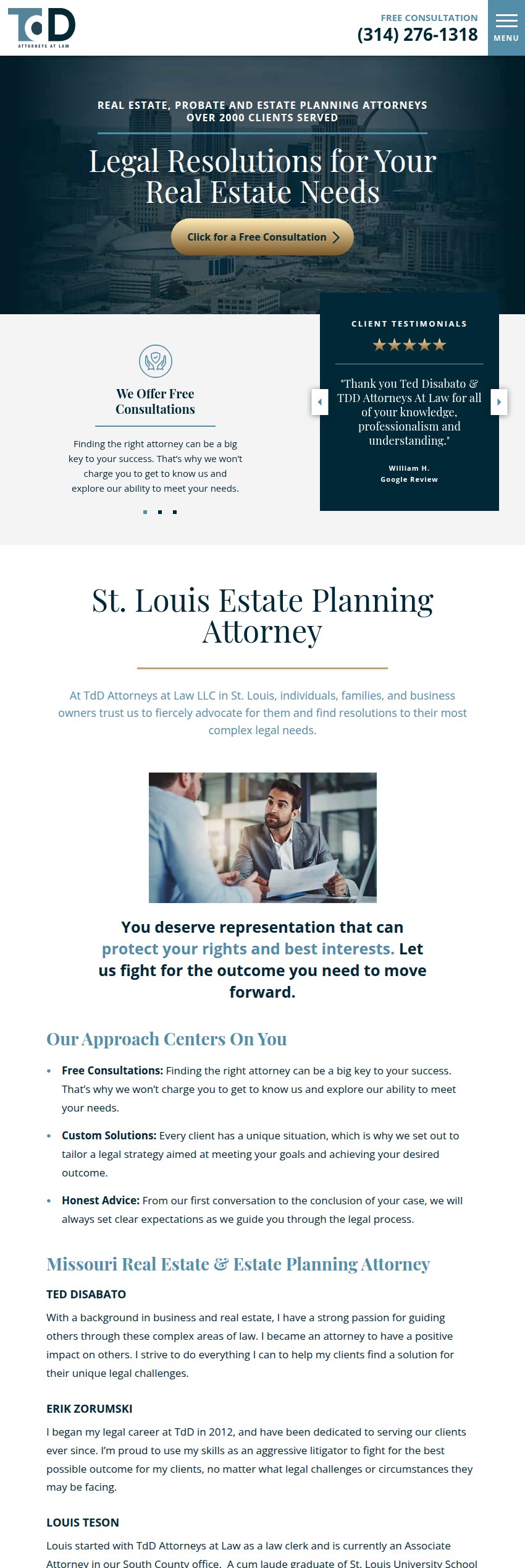 Screenshot of the TdD Attorneys at Law LLC website