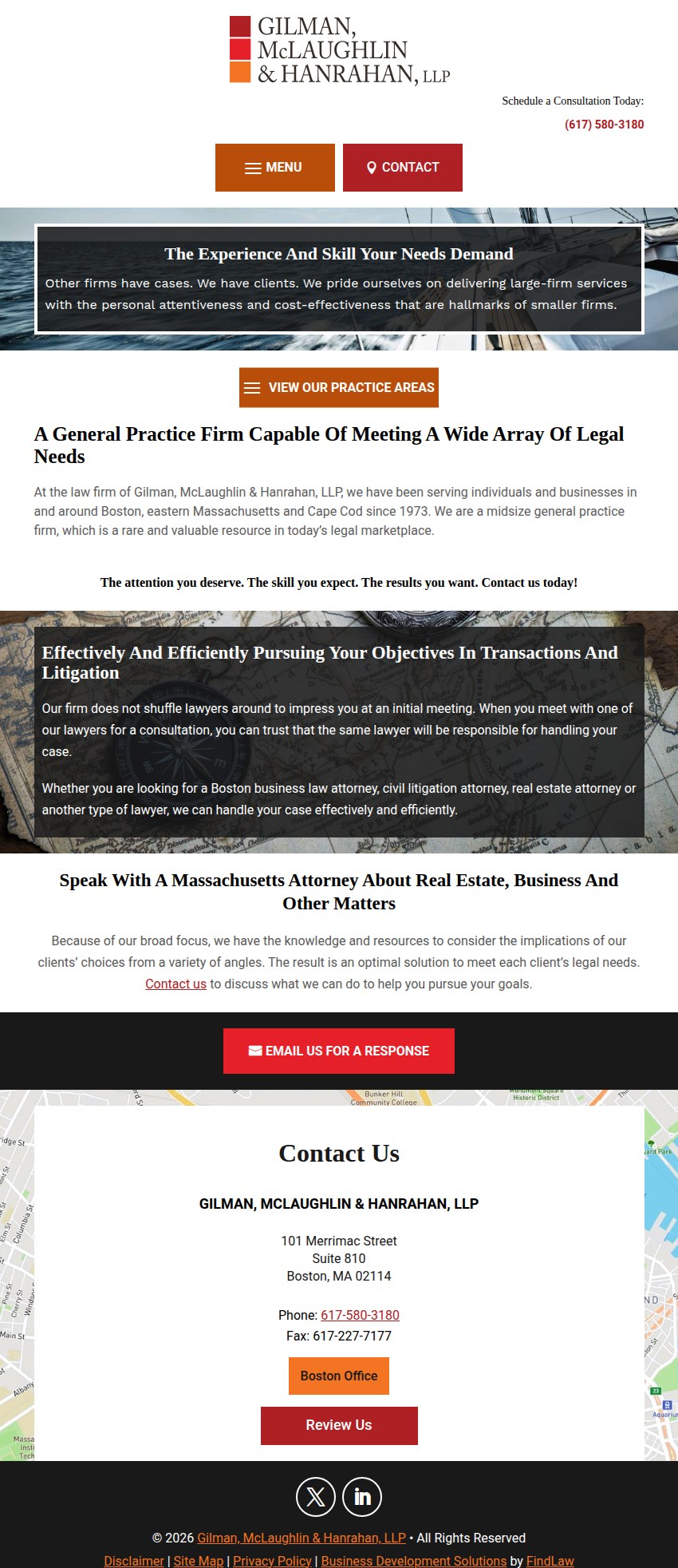 Screenshot of the Gilman, McLaughlin & Hanrahan, LLP website